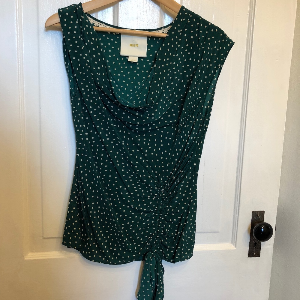 ANTHROPOLOGIE - Maeve Silk Polka-Dot Top